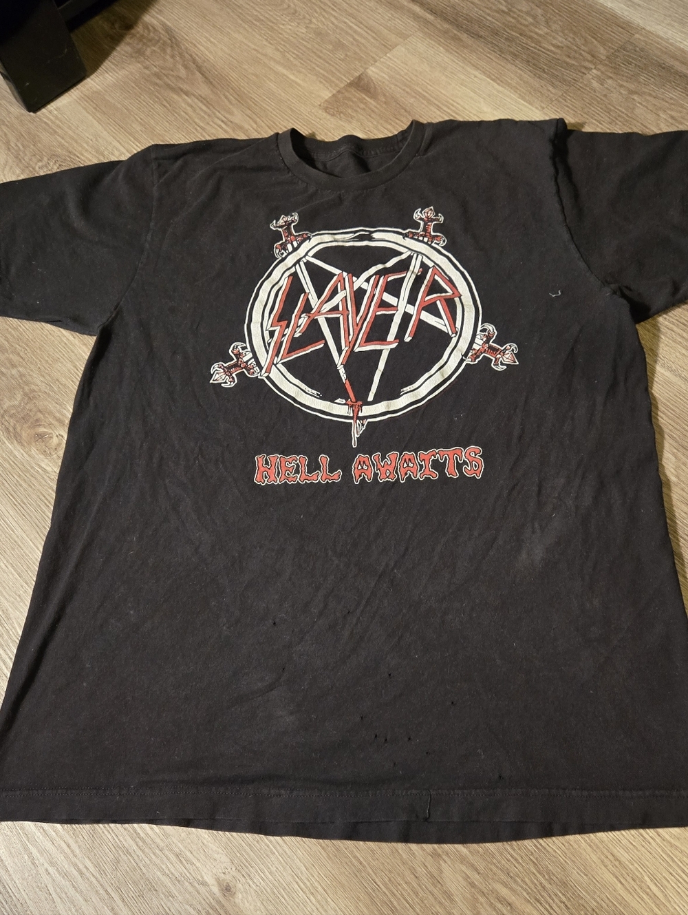 Thrashed ISlayer 'Hell Awaits' Black Graphic Tee